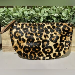 Nine West Leopard Print Clutch - Black and Tan
